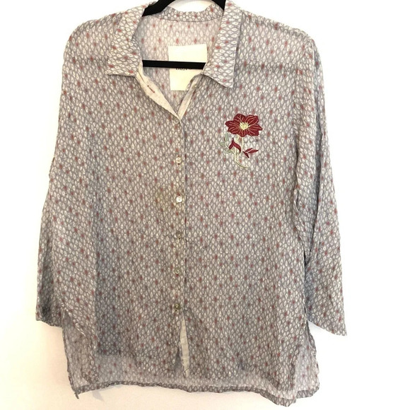 Anthropologie Diza Gabo Embroidered Blouse S/M - Picture 1 of 6